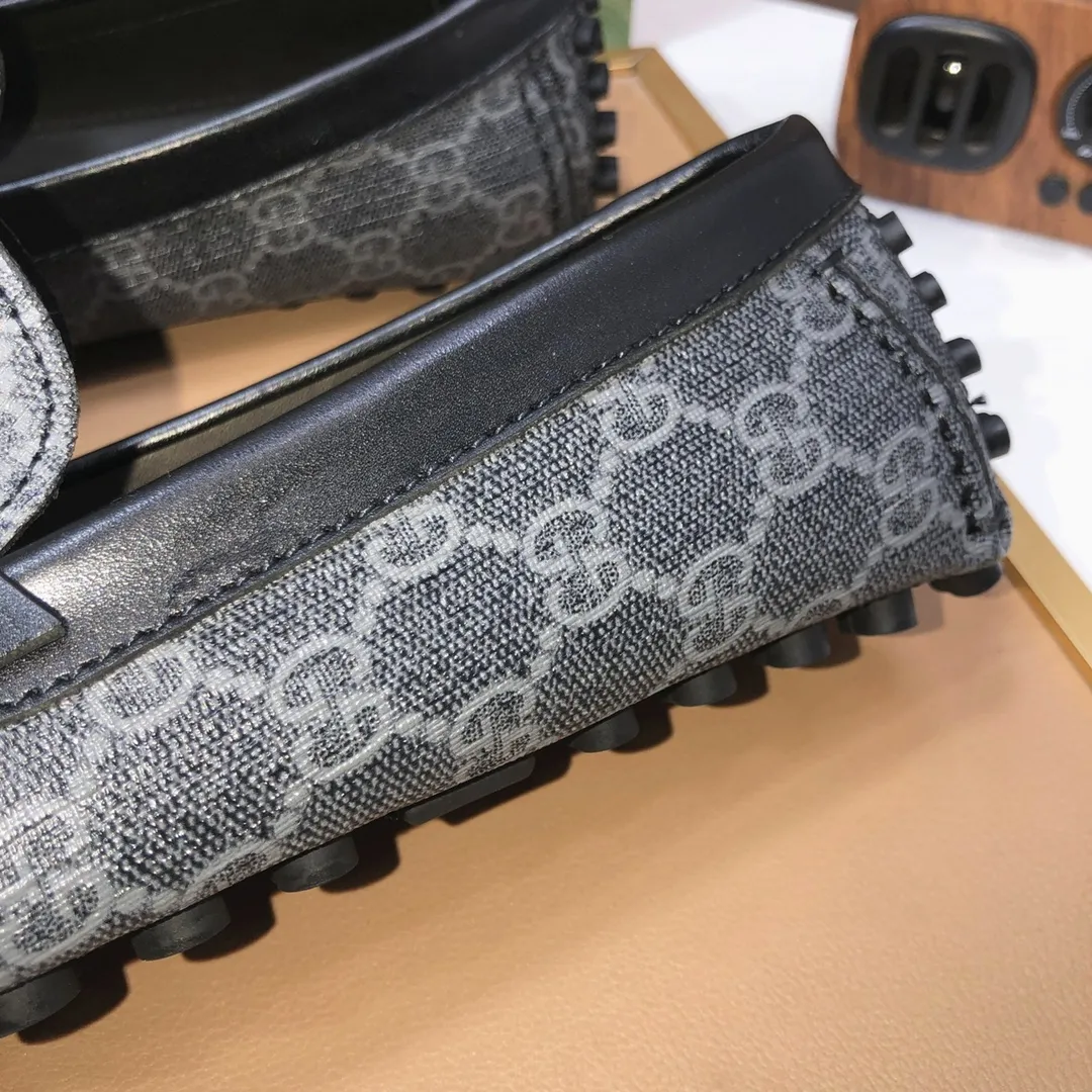 Men's Men's Shoes💰420💰[Gucci GUCCI] (High-end Niuli) New 🍀Gucci*-Gucci Peas Shoes! Made of imported original cowhide, the inner top layer is comfortable cowhide lining! Original wear-resistant rubber outsole! High quality products! Code number 38-44!